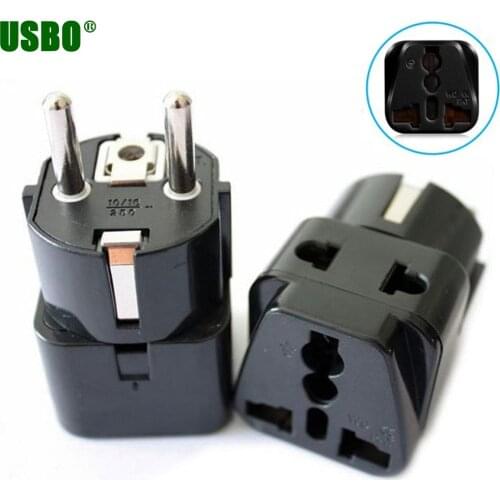 Universal Black Type E F Plug AU US UK to EU Power plug Germany France South Korea Indonesia converter adapter plug