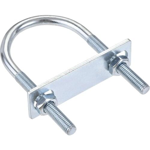 Uxcell Round U-Bolt 1.97"(50mm) Inner Width 100mm Length Steel M8 with Nut, Plate 1 Set