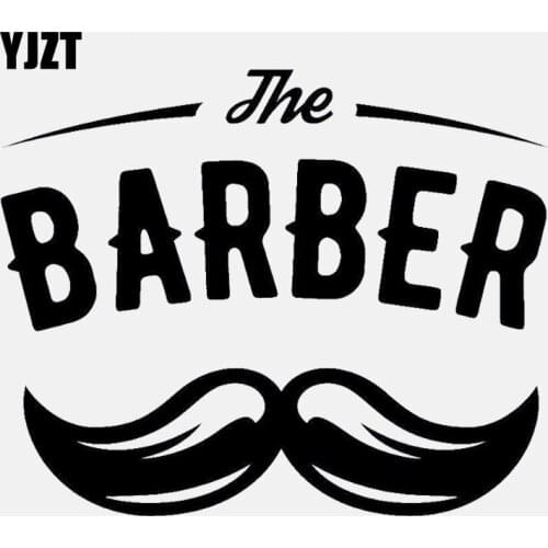 YJZT 15.7CM*12.7CM Barber Shop Salon Moustache Haircut Vinyl Black /Silver Car Sticker C22-0026
