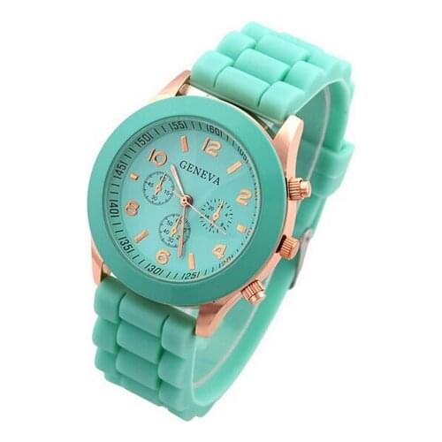 Hot Sales Geneva Brand Silicone Women Watch Ladies Fashion Dress Quartz Wristwatch Female Watch GV008