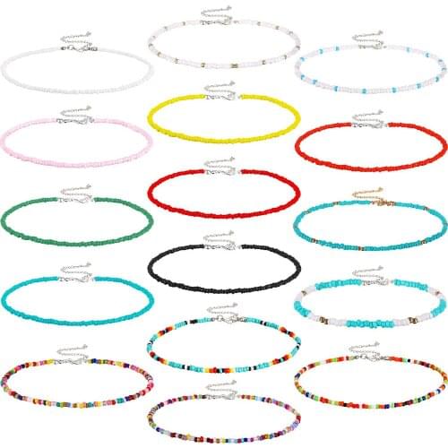 Hot Sell Bohemia Style Corn Beads Necklace For Women New Style Colorfully Short Choke Necklace Solid Color Color Necklace 2021