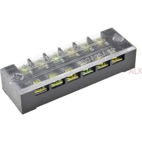 1PCS Dual Row Strip Screw Terminal Block 25A 600V Fixed Wiring Board wire connector TB-2506