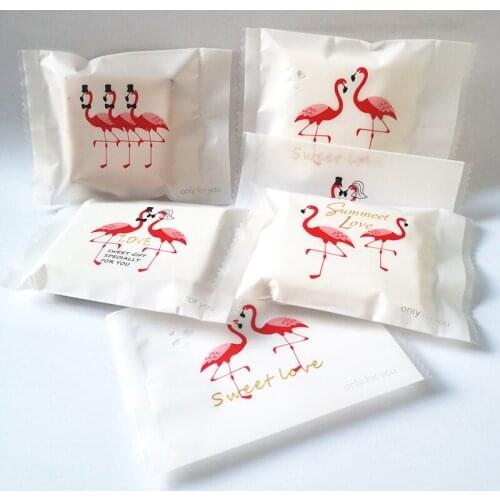 100pcs Pink Flamingo Cookies Bag Sweet Love Gift Bags Handmade Mooncake Package Sealing Bag for Birthday Wedding Party Supplies