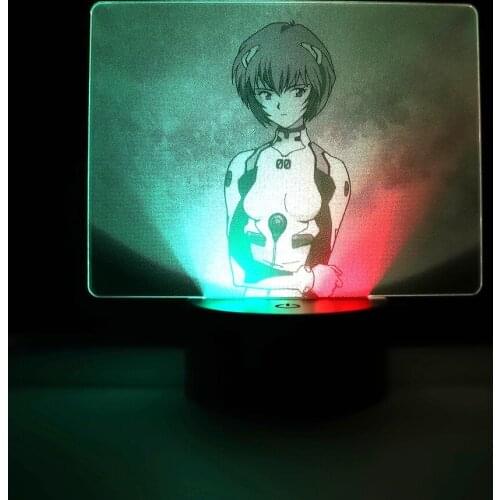 Anime Figure Ayanami Rei Colorful Two Tone Acrylic Table Light Two Tone LED Lamp for Birthday Gift Bedroom Decor Night Light