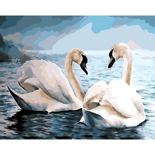 Frameless picture DIY new arrival diy digital oil painting abstract 40 50 paint by number kits Swan-series-02