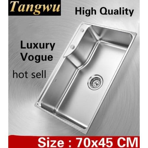 Free shipping Apartment luxury wash vegetables kitchen single trough sink durable 304 stainless steel 700x450 MM