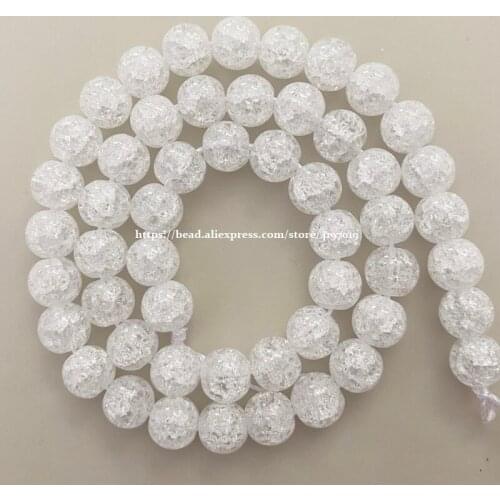 Natural White Snow Cracked Crystal Stone Beads 15" Strand 4 6 8 10 12 14MM Pick Size For Jewelry Making
