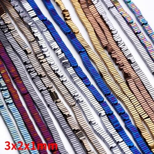 Natural Hematite Rectangle Loose Seed Beads 3x2mm Luck Blessing Change Destiny for Jewelry Making DIY Bracelet Necklace Earring