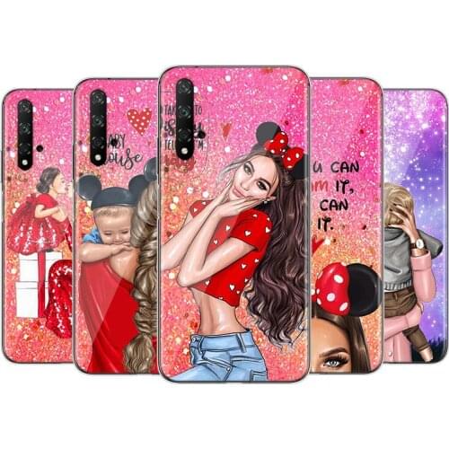 Baby Mom Girl Hot Fashion Silicone Cover For Huawei Honor 9X 9N 9 Lite 8S 8C 8X Play 8A 8 V9 3E 7A 7C Pro Phone Case
