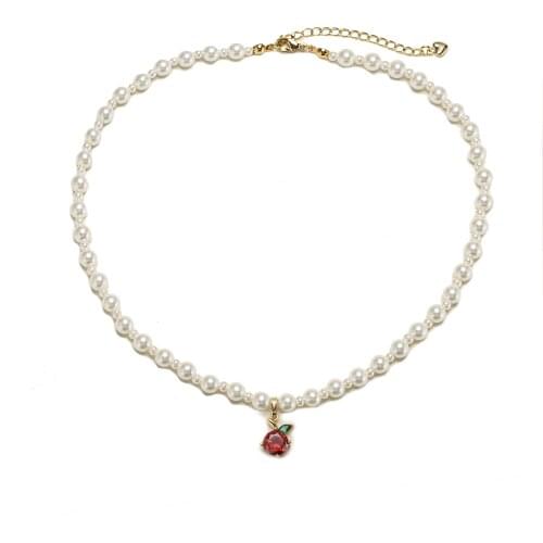 HECEHNG,Elegant Fruit Pearl Choker For Women Girls ,Fashion Apple Pineapple Zircon Jewelry,Wholesale