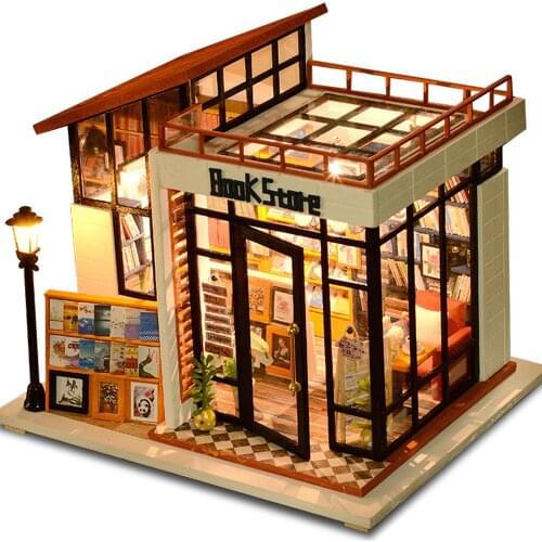 Doll house Furniture Wooden Miniature DIY Kit with Dust Cover Music Box Assemble Crafts Toy Best Birthday Gift For Children Girl