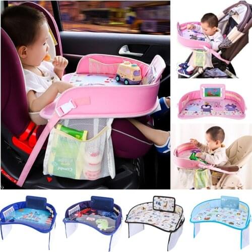 Baby Car Tray Plates Portable Waterproof Dining Drink Table for Kids Car Seat Children Cartoon Toy Holder Storage Baby Fence New