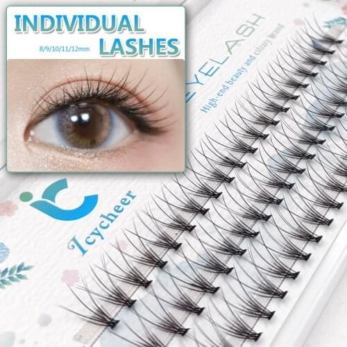 ICYCHEER False Eyelashes 0.10 C Curl Mermaid Individual Eyelash Extension Faux Mink Black Soft False Eye Lashes Makeup Tools