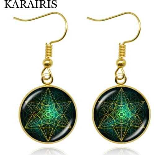 KARAIRIS Trendy Life Flower Pendant Dangle Drop Earrings Statement Glass Dome Om Mandala Yoga Earring Jewelry Buddhist Gifts