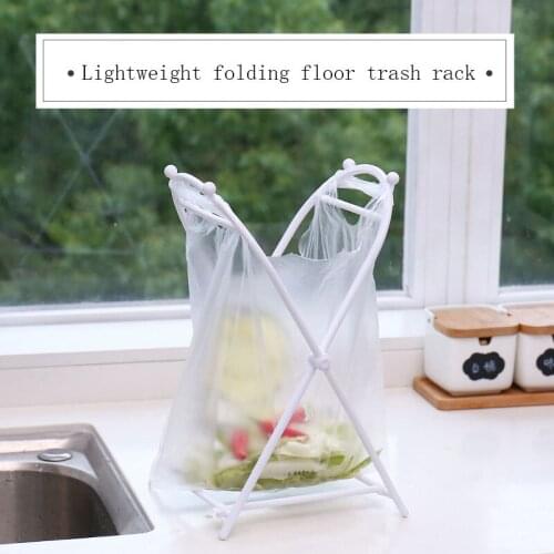 Kitchen Foldable Trash Bag Racks Floor Type Tote Bag Garbage Bag Holders Useful Plastic Rack Shelf Organizer Kitchen Accessories