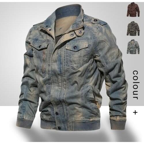 2021 Spring Autumn New Men Denim Jacket Brand Casual Pilot Bomber Coats Mens Jeans Jacket Male Retro Fashion Outerwear Coat Man