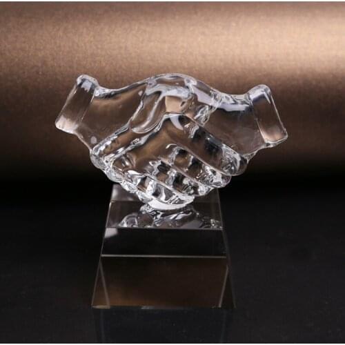 Quartz Crystal Shaking Hands Model Sculpture Mineral Stoneware Craft Ornament Accessories for Business Gift and Office Decor