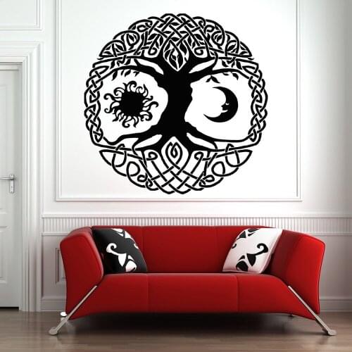 Moon and Sun Tree Of Life Vinyl Wall Stickers Home Interior Decor Living Room Nature Tree Wall Decal Art Mural Wall Poster D727