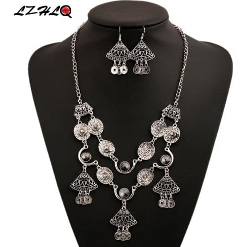 LZHLQ Bohemia Crystal Coin Tassel Necklaces 2017 New Fashion Vintage Hollow Statement Trendy Women Plated Maxi Jewelry Necklace