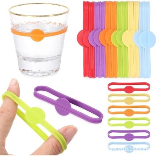 6/12/24/36pcs Silicone Wine Glass Marker Strips Goblet Tag for Bar Party Wine Labels Glasses Drinking Tag Barware Accessories