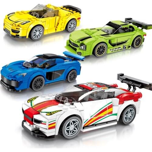 Speed Champions Car Model Building Blocks Toys For Child City Vehicles Super Sport Racing Car Toys Bus Truck Transporter