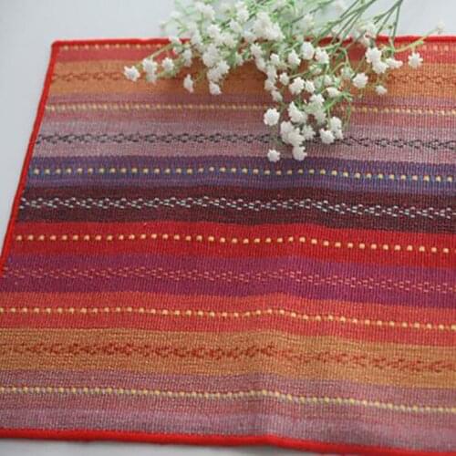 Fashion Colorful Striped Placemat Table Rug Fabric Mountains Pad Western Dining Table Rug Cotton Insulated Placemat
