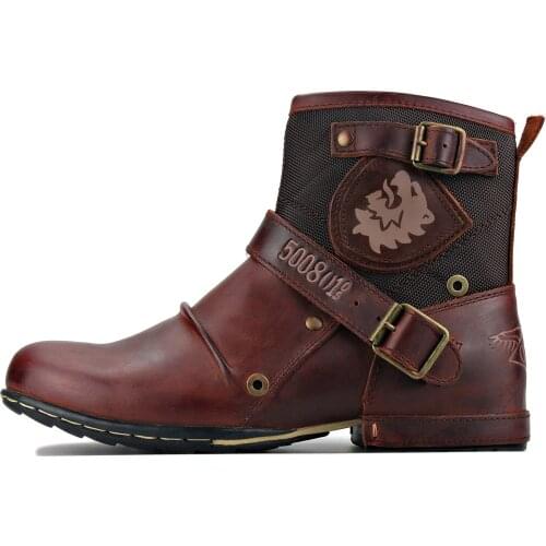 2021 OTTO ZONE New England Western Boots Genuine Leather Mens Motorcycle Boots Ankle Boots Mens Casual Boots 5008-1-Y