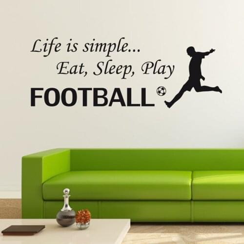 Football Sticker Kids Quote Wall Decals Life Is Simple Eat Sleep Paly Football Wall sticker Decal Wall Poster Fashion DacorF-113