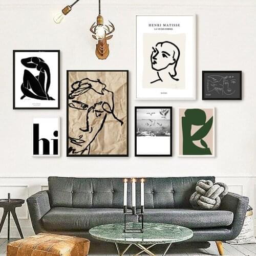 European Canvas Poster retro abstract Matisse line figure minimalism and print wall art picture living room home decoration