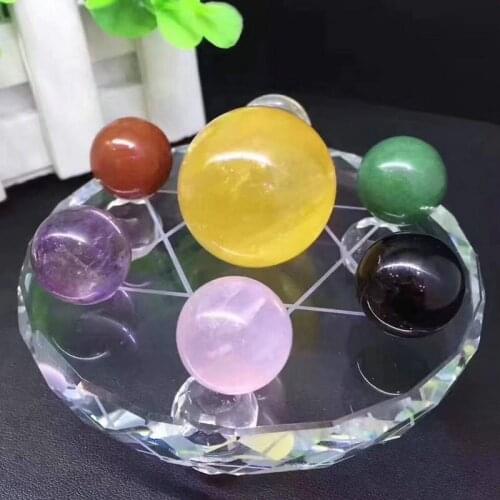 Natural Powder Crystal Seven Star Array White Amethyst Ball Crystal Craft Holiday Gift Office Home Accessories Feng Shui