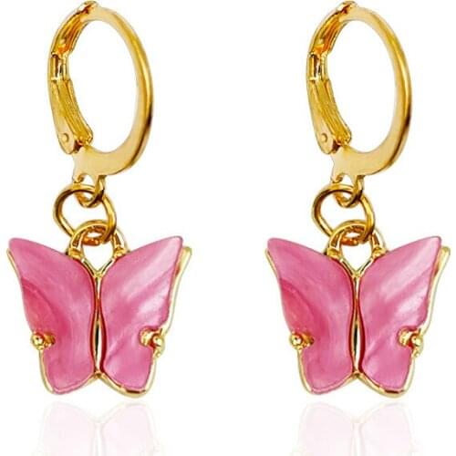 Novelty Earrings Korea Earrings Quirky Jewelry Acrylic Butterfly Earrings Earrings Small Fresh Sweet Colorful Earrings Earrings