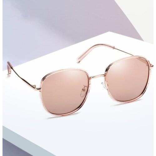New Luxury Round Women Polarized Sunglasses Brand Design Metal Frame Ladies Sun Glasses Mirror Pink Eyewear Oculos