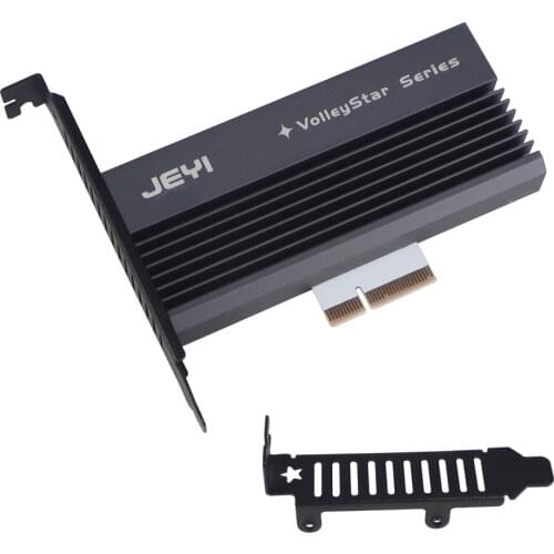 JEYI VolleyStar-PRO Black Heat Sink Heatsink M.2 SSD TO PCIE X4 Adapter MKey Port Card PCI-E 3.0 x4 Full Speed RGB LED