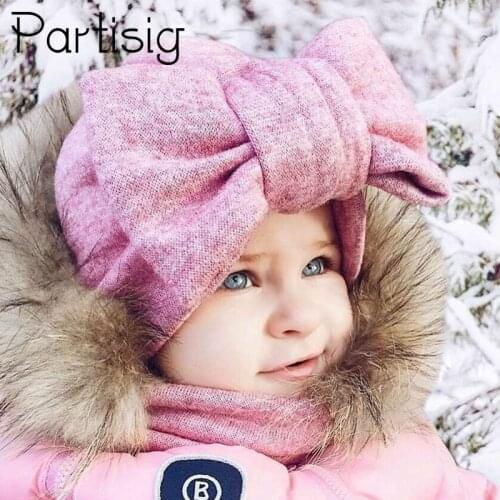 Baby Girl Hat Cotton Big Bow Cap For Baby Girls 2 Layer Butterfly Kids Caps Baby Beanie Winter Childrens Hats