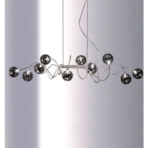 Nordic LED Chandelier Smoky Gray Glass lighting Dining room Island Home decoration Hanging lights Bar Coffee shop Pendant lamps