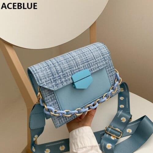 Wide Strap Shoulder Bags for Women 2021 Designer Lady Handbags and Purses Fashion Chain Messenger Crossbody Bags