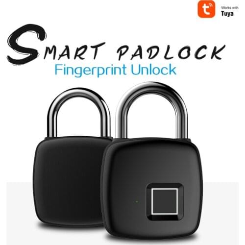 Smart Home Control Fingerprint Lock Bluetooth Safe Padlock Door Lock Tuya APP Waterproof Keyless USB Rechargeable Zinc Alloy