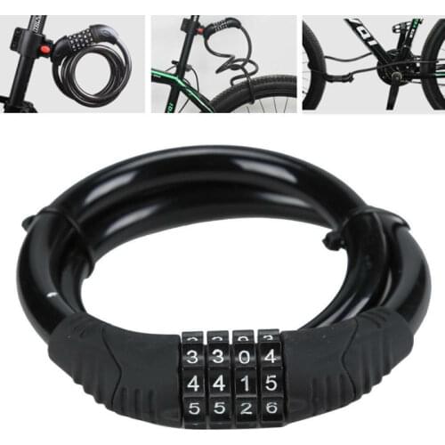 Bike Lock 4 Digit Code Combination Tough 120cm Bicycle Lock Bicycle Security Lock Bicycle Equipment MTB Anti-theft Lock