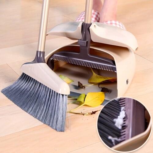 BOOMJOY Broom and Dustpan with Long Handle for Upright Sweep Kitchen Home Lobby Office House Cleaning
