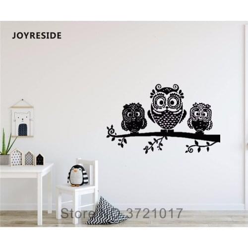 JOYRESIDE Owl Wall on a branch Decal Vinyl Sticker Decor Baby Room Kids Boys Girls Home Living Room Bedroom Design Mural A415