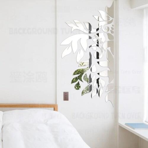 Spring Nature Decorative Tree Mirror Wall Stickers 3D Living Room Bedroom Home Wall Decor Door Tile Refrigerator Sticker R193