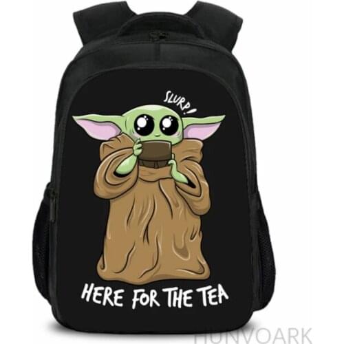 16inch Star Wars Baby Yoda School Bags For Boys Girls Mandalorian School Bagpack Children Boys Preppy Bookbag Kids Mochila