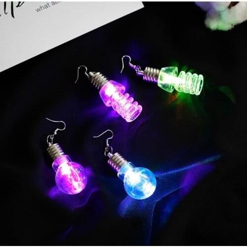 2021 Unique New Design Funny Light Bulbs Drop Earrings Women Fashion Luminous Dangle Brincos Friends Gifts Party Jewelry
