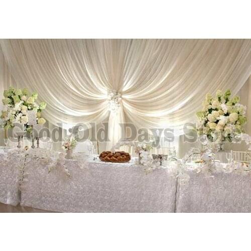3M x 6M Pure White Wedding Backdrop Stage Curtain Wedding Drapes Props