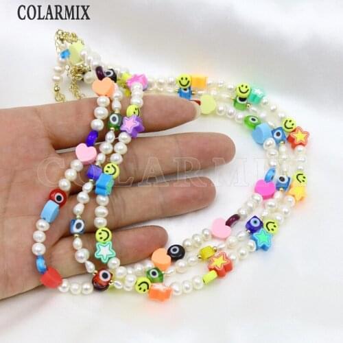 3 Pcs Natural Pearls Strand Colorfulr Bead Necklace Fresh water Pearls Jewelry Accessories Jewelry Necklace Gift 9943