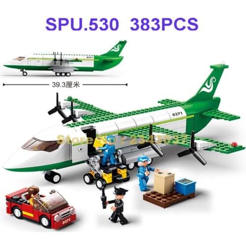 Sluban 0371 383pcs Aviation Air Freight Transport Airplane Plane Building Block 4 Toy