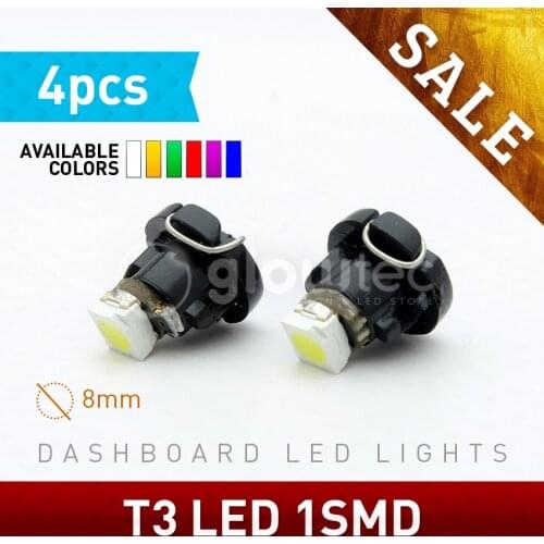 4pcs T3 1 SMD 1210 3528 LED 1SMD B8.5D Car Interior Dashboard Light Bulbs LED Auto LED Car Lights White red blue Green GLOWTEC