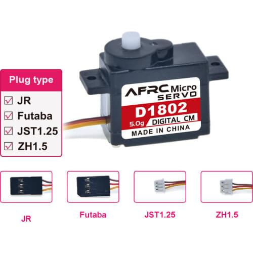 4PCS AFRC D1802 5g Micro Plastic Gear Digital Servo With for Futaba JR JST 1.25 Plug For RC Airplane Helicopter Robots