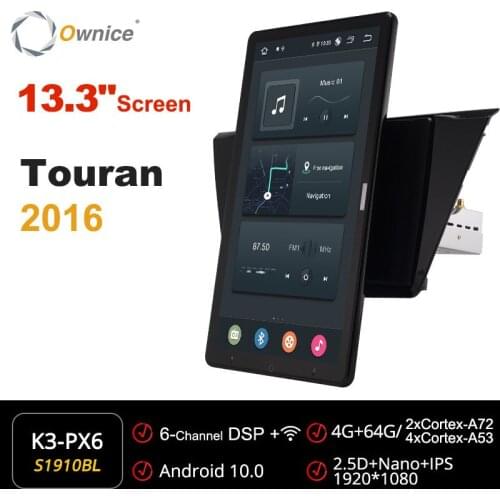 Ownice 13.3 Inch 1920*1080 1 Din Android Car Radio Vehicle Multimedia for VW Touran GPS Auto Audio System Player Auto Rotatable