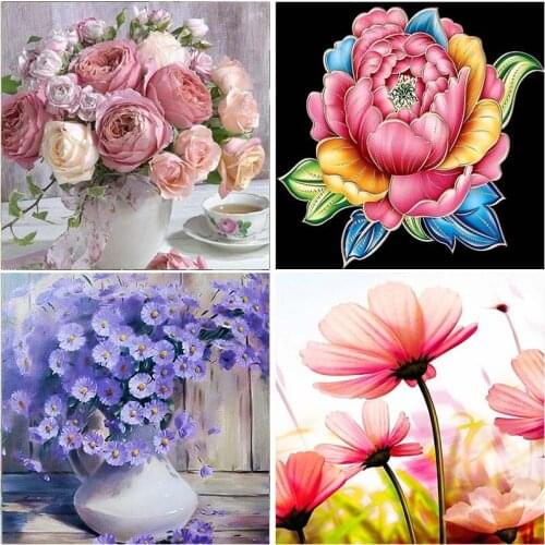 Beautiful Flowers Pattern 5D Diamond Painting Full Square/Full Round Drill Home Wall Decorative Painting Embroidery Stitch